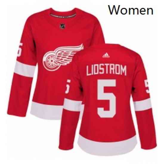Womens Adidas Detroit Red Wings 5 Nicklas Lidstrom Authentic Red Home NHL Jersey